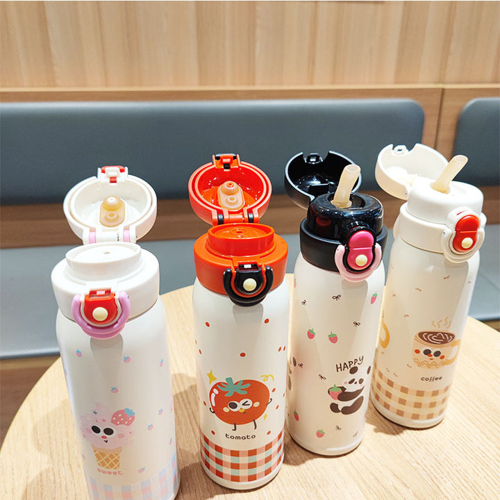 Women's playful stainless steel drinking bottle with integrated safety closure Kalsten