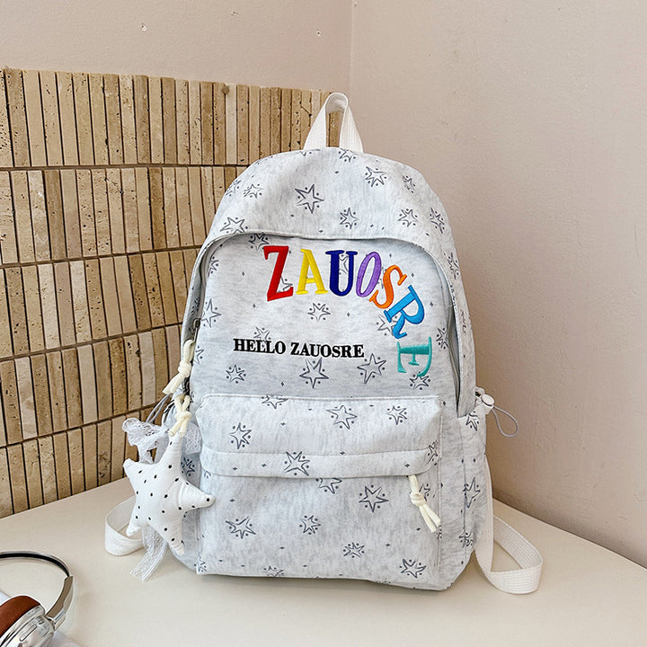 Stylish Star-Embellished Corduroy Backpack Kalsten