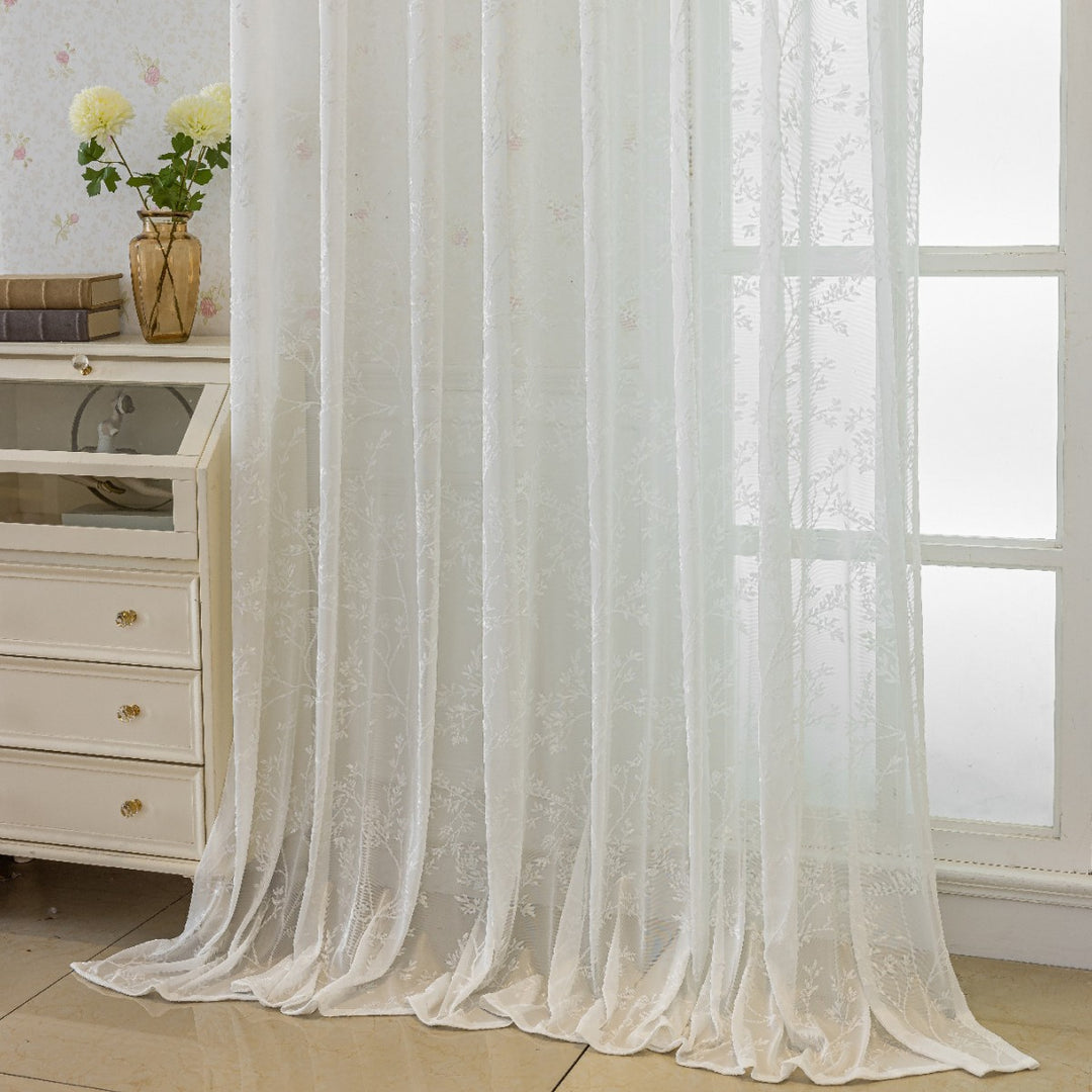 WoFloral Embroidered Sheer Curtain Kalsten