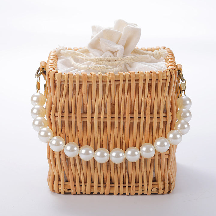 Ladies Elegant Basket Bag with Pearl Accents Kalsten