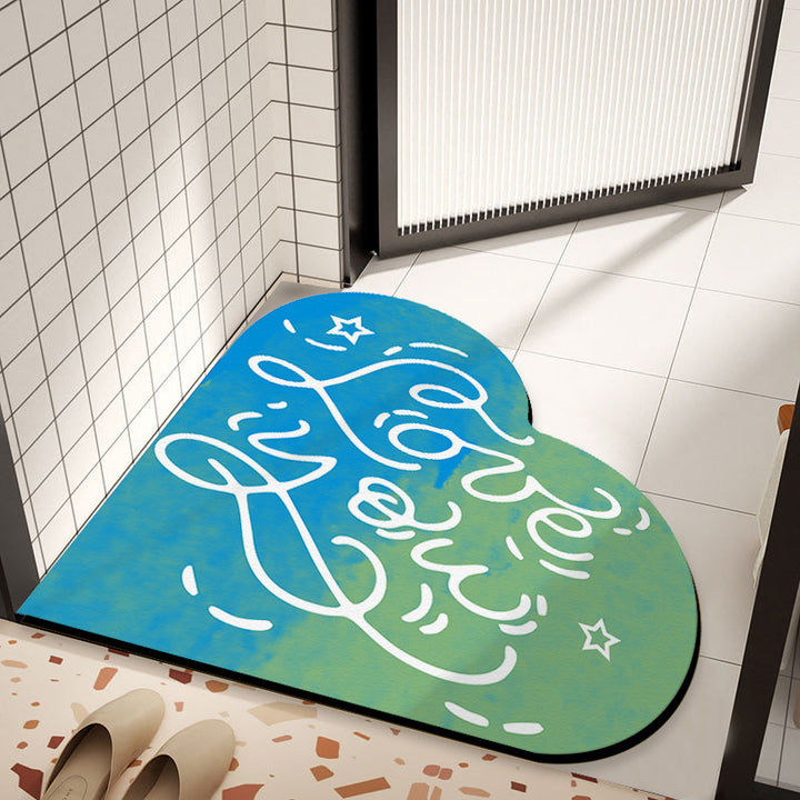 Heart-Shaped Inspirational Welcome Mat