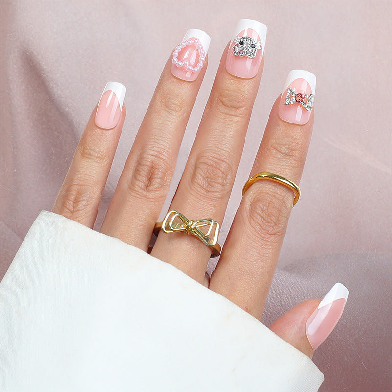 Premium Decorative Press-On Nail Set with Rhinestone and Gem Accents Kalsten