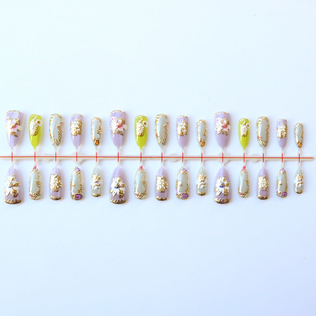 Artistic 3D Floral Press-On Nail Set