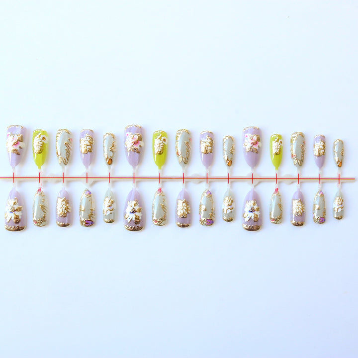 Artistic 3D Floral Press-On Nail Set