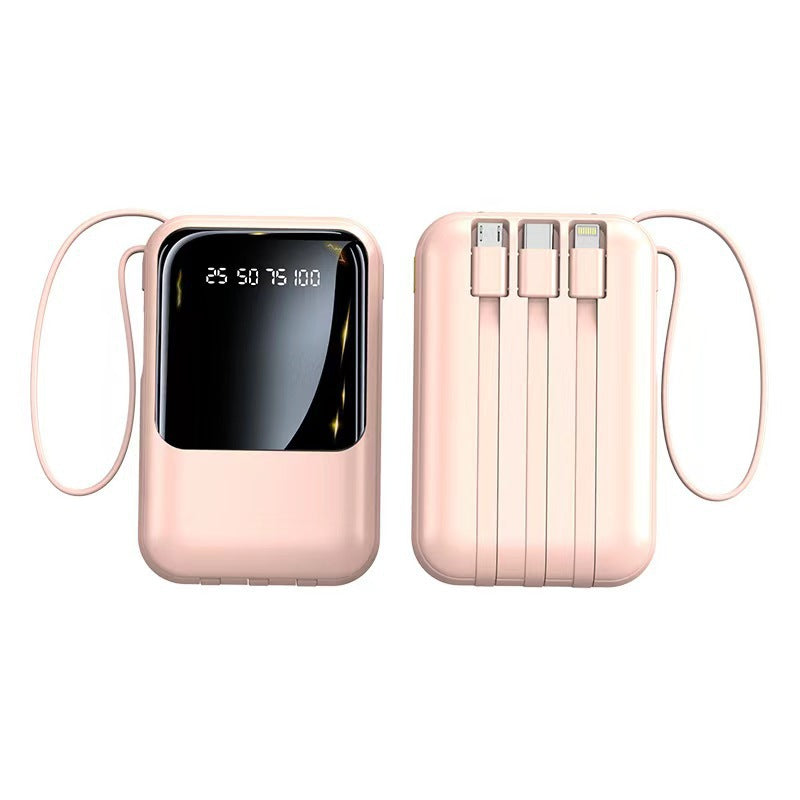 Compact power bank with digital display and integrated charging cables Kalsten