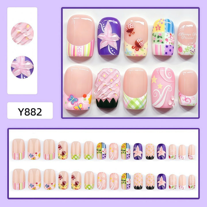 Creative Nail Art Set with Cheerful Patterns and Flower Designs Kalsten