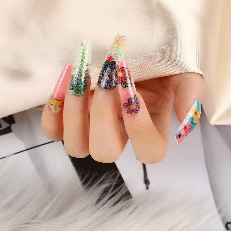 Artificial nails with floral patterns Kalsten