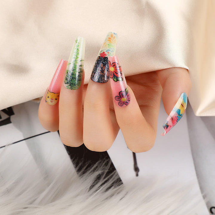 Artificial nails with floral patterns Kalsten