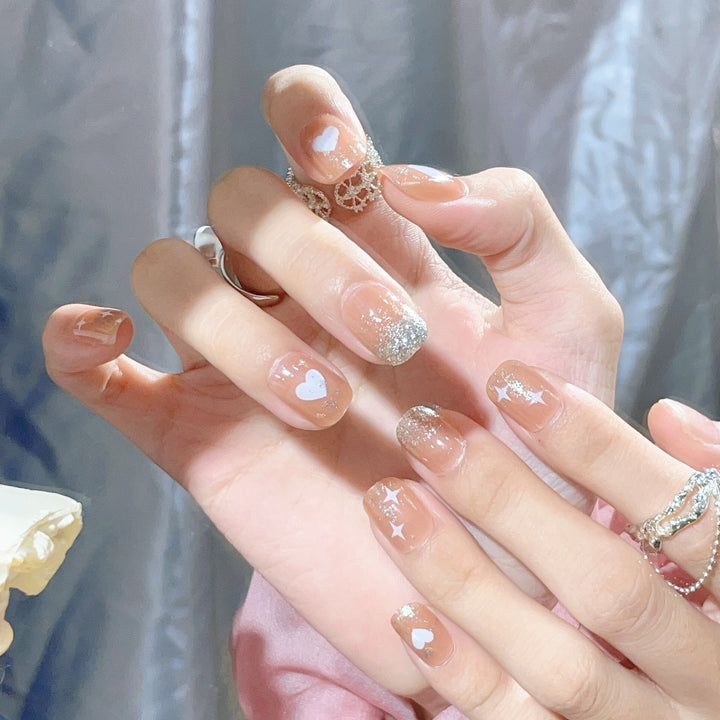 Heart and Star Pattern Press-On Nail Set