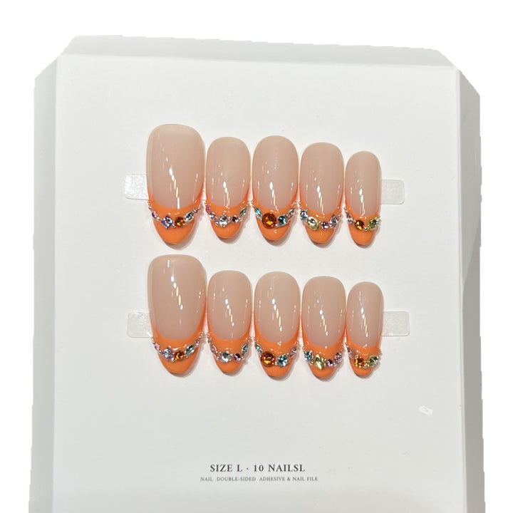 Decorative Press-On Nail Set with Rhinestone Accents Kalsten