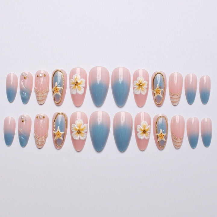 Artistic Shell-Inspired Press-On Nail Set