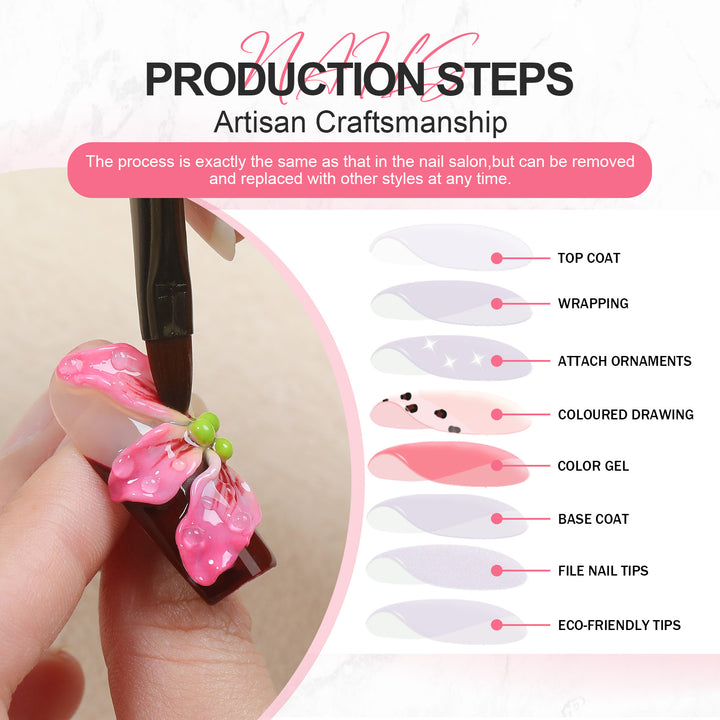 Nail art set with detailed floral designs Kalsten