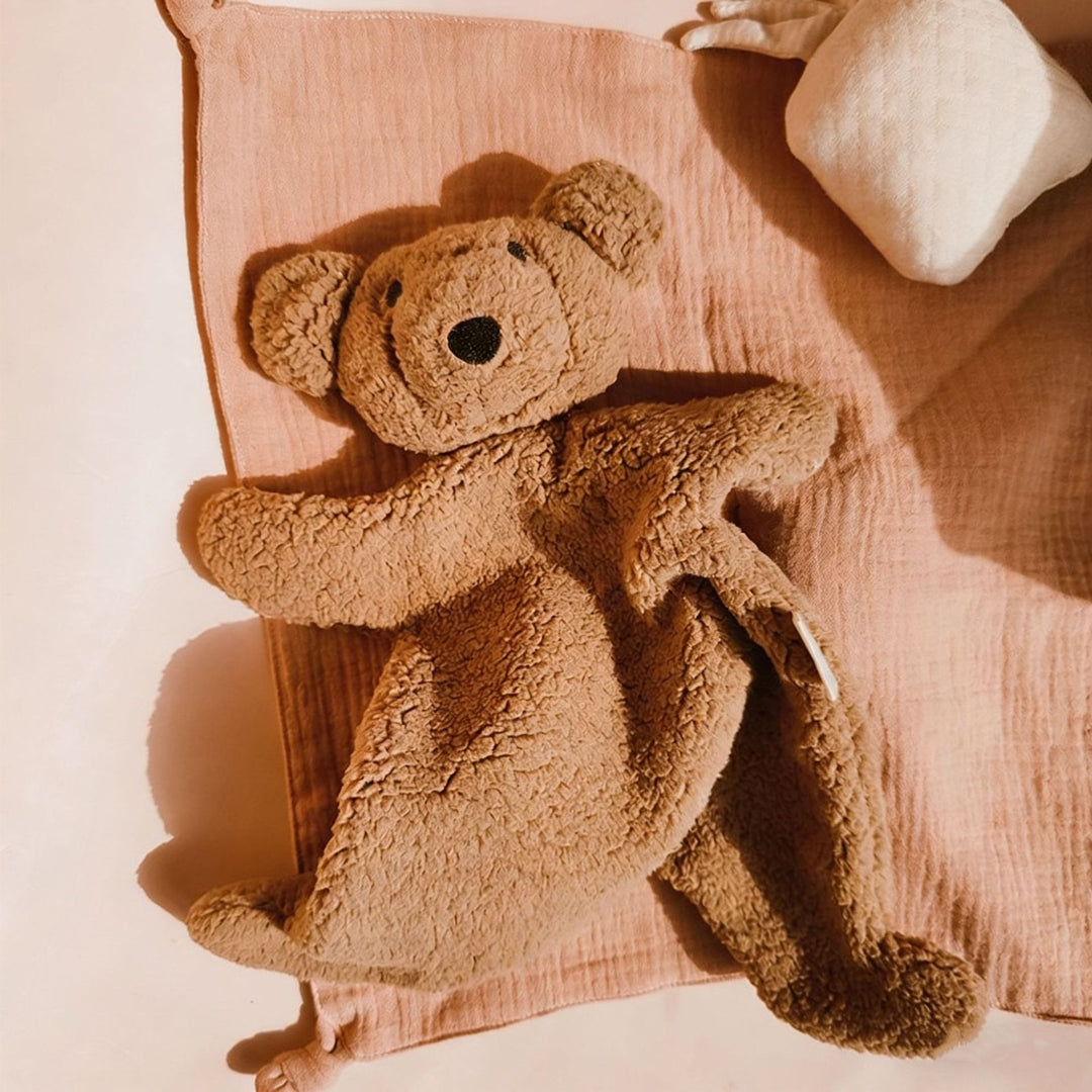 Handmade Organic Cotton Long-Leg Bunny Plush with Embroidered Overalls