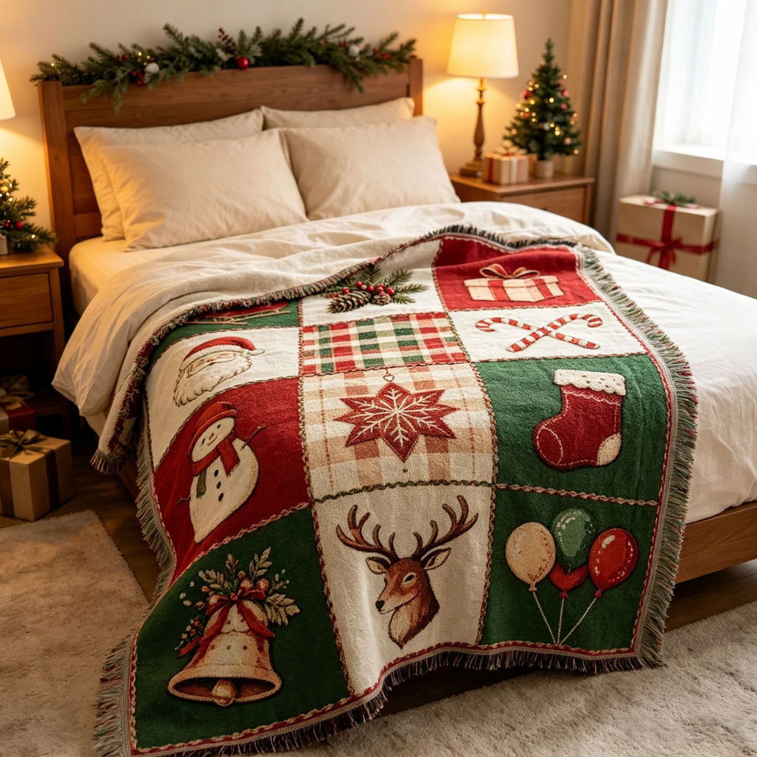Festive Holiday Theme Throw Blanket