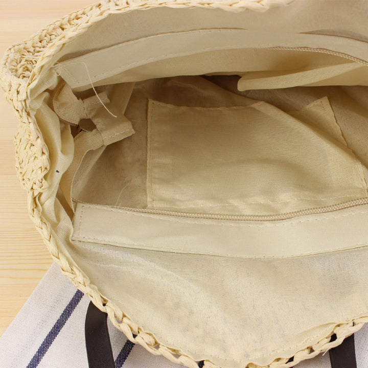 Round basket bag with sturdy leather handles Kalsten