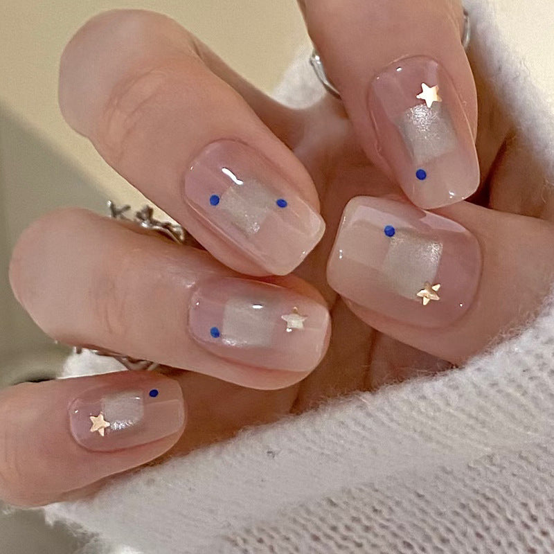 Elegant Press-On Nail Art Set with Star and Dot Designs Kalsten