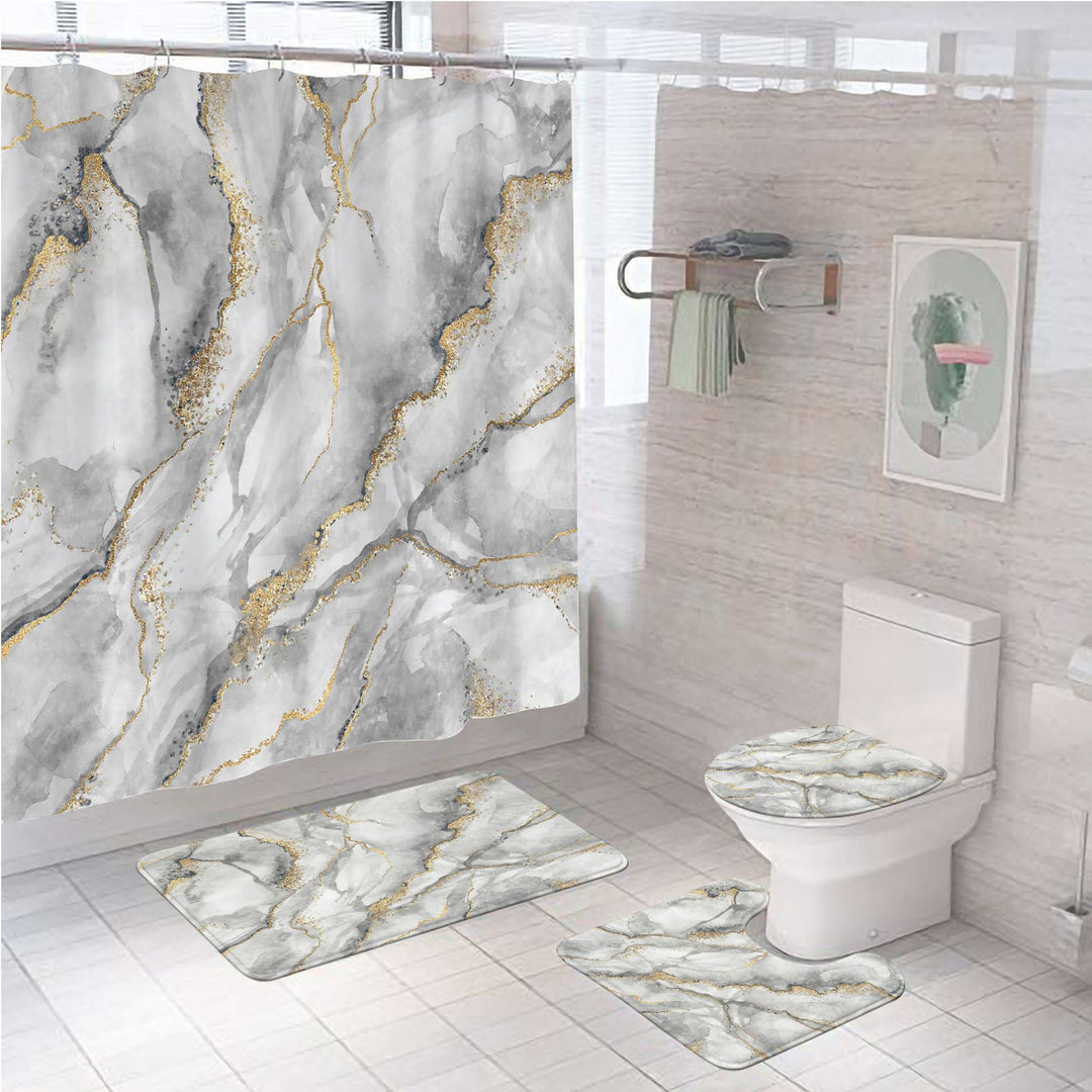 Elegant Marble Pattern Bathroom Mat Set Kalsten
