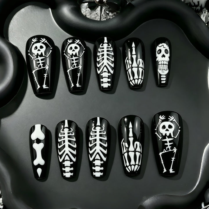 Art Nail Set with Skeleton Designs Kalsten
