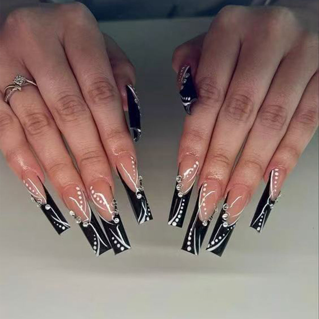 Decorative Artistic Long Stiletto Press-On Nails Kalsten