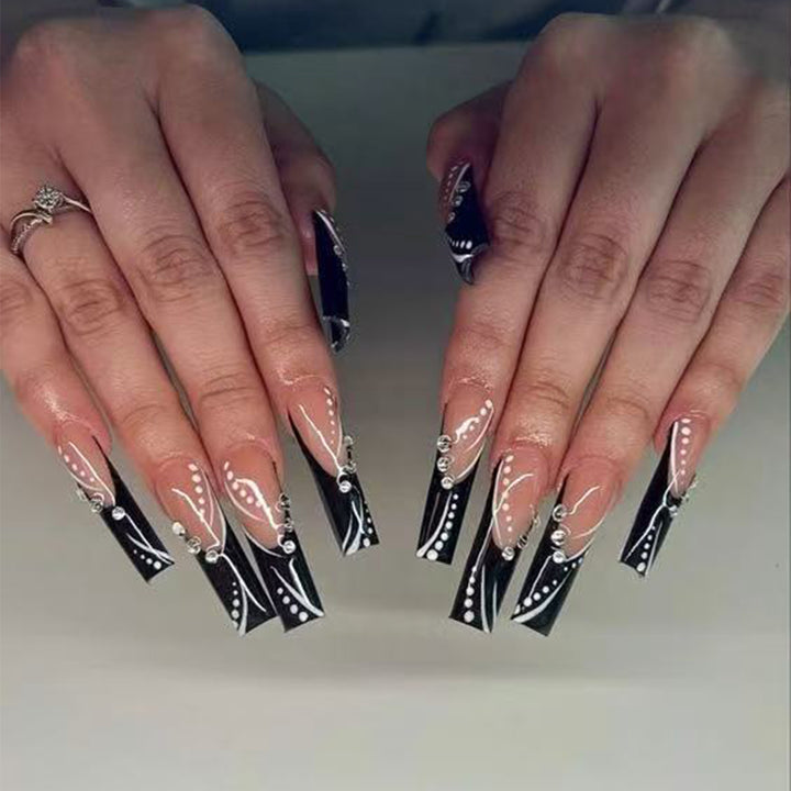Decorative Artistic Long Stiletto Press-On Nails Kalsten