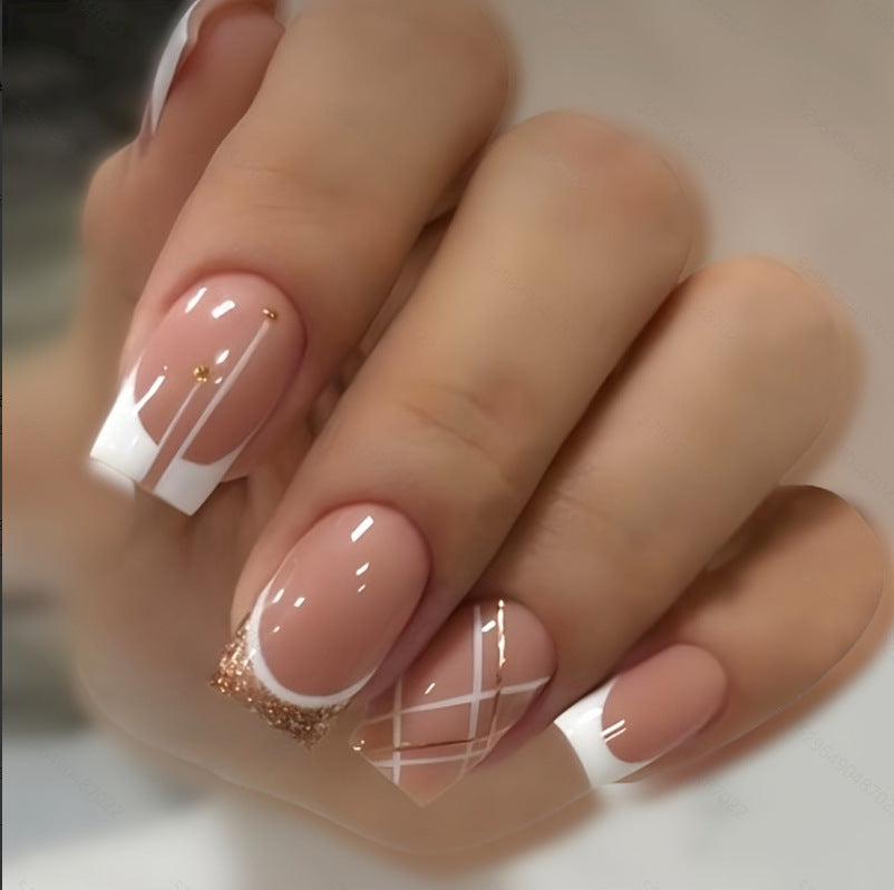 Elegant Glitter French Tip Nail Art Kalsten