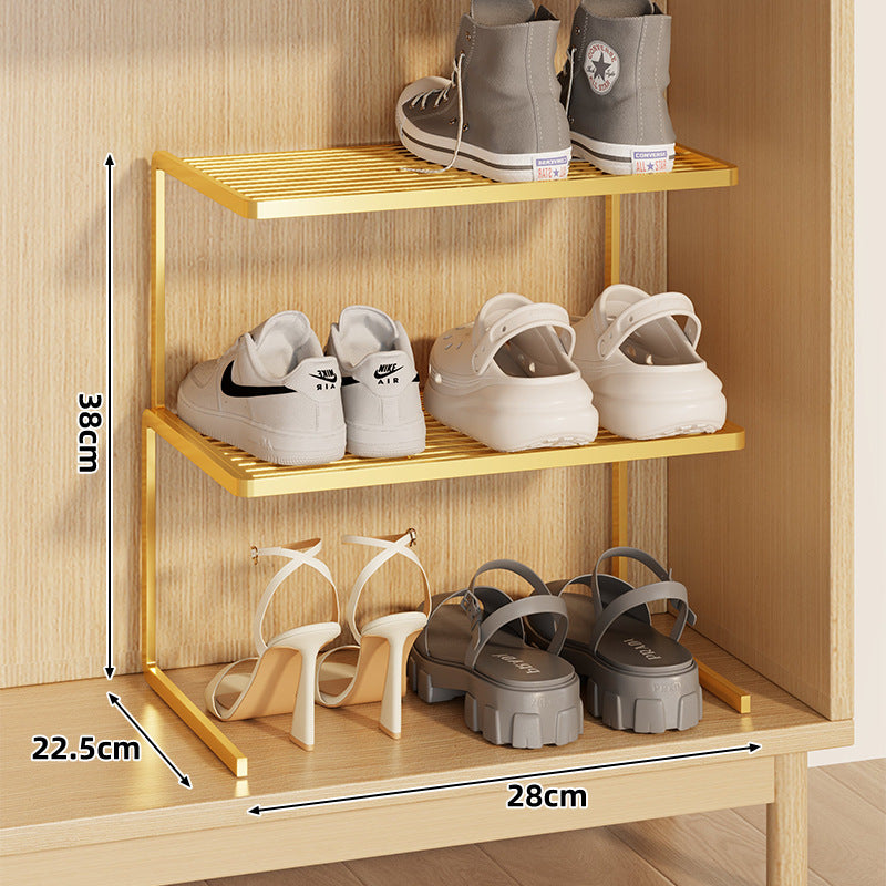 Compact Double-Layer Adjustable Shoe Shelf Riser for Cabinet and Closet