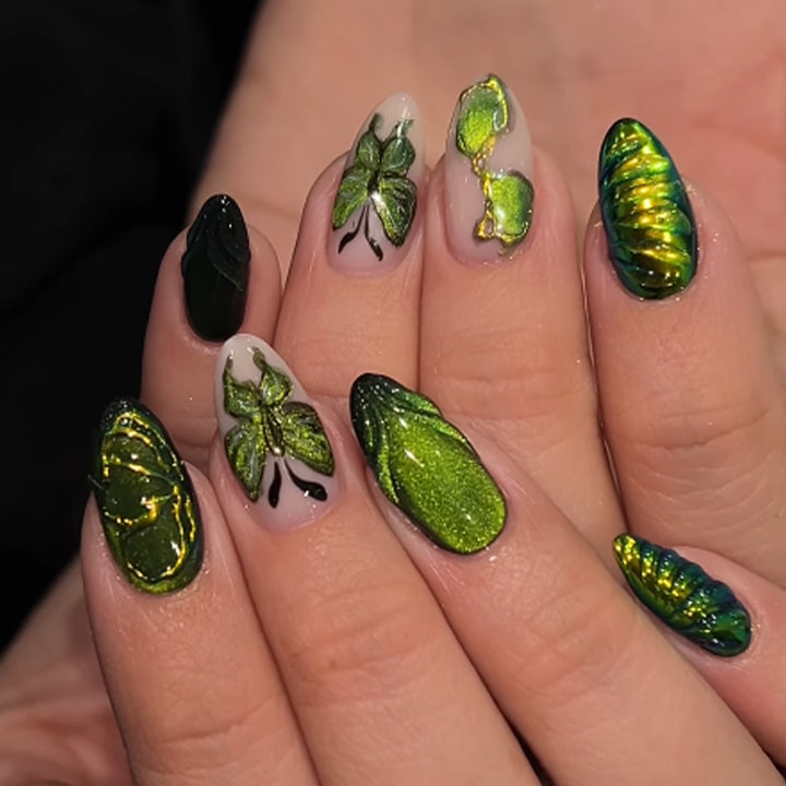 Creative Nail Art Set with Insect and Leaf Patterns Kalsten