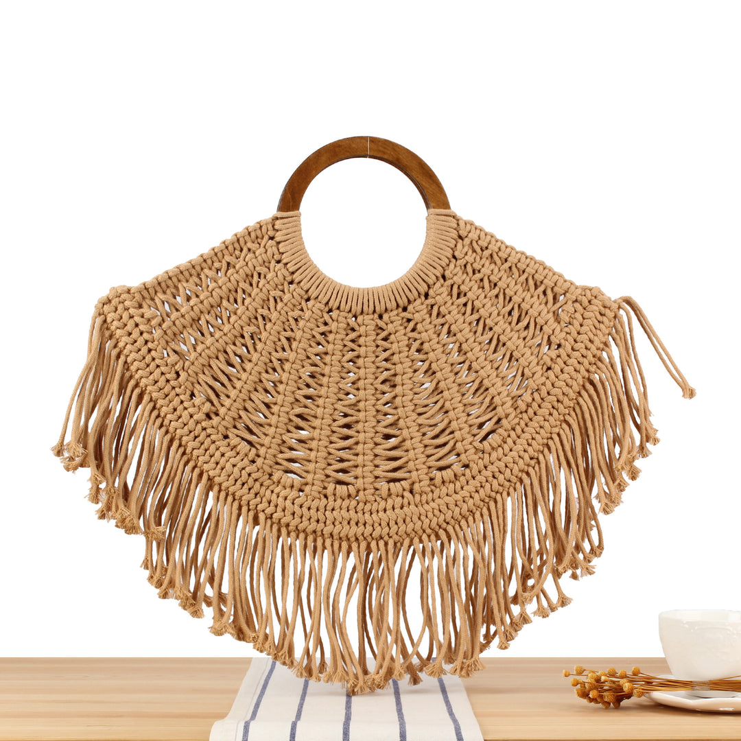 Handbag with Fringed Macramé Design Kalsten