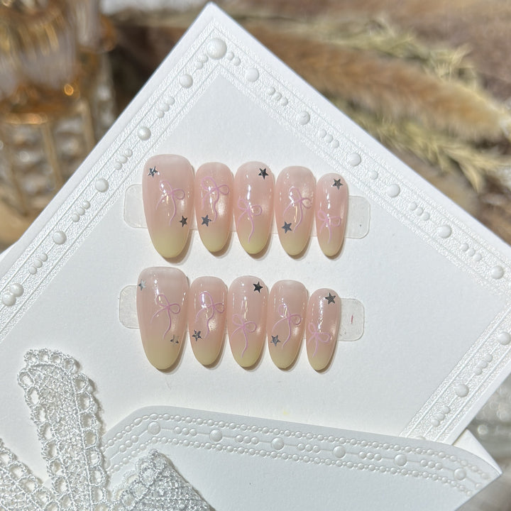 Press-On Nail Set with Bow and Star Accents Kalsten