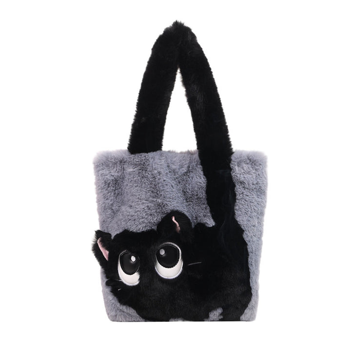 Plush shoulder bag with cat motif Kalsten