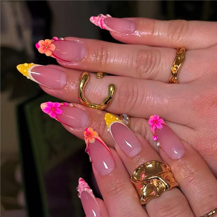 Decorative Floral Press-On Nail Extensions Kalsten