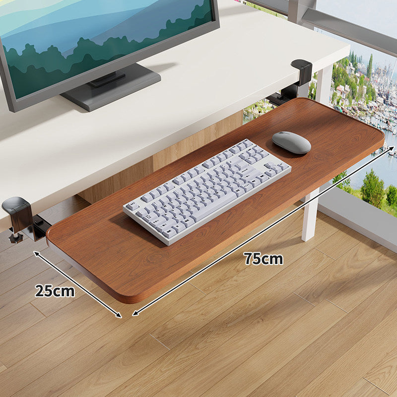 Clamp-Mounted Sliding Ergonomic Woodgrain Keyboard & Mouse Platform