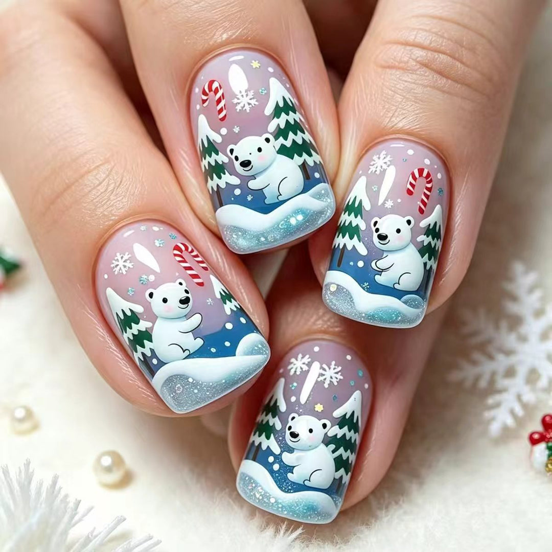 Holiday-Themed 3D Polar Bear Nail Art Kalsten