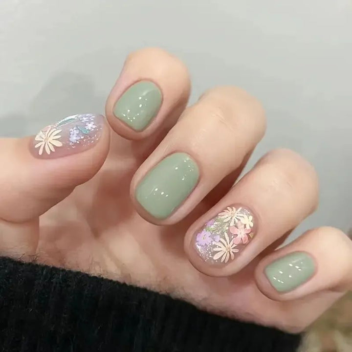 Floral French Tip Acrylic Nail Enhancements Kalsten