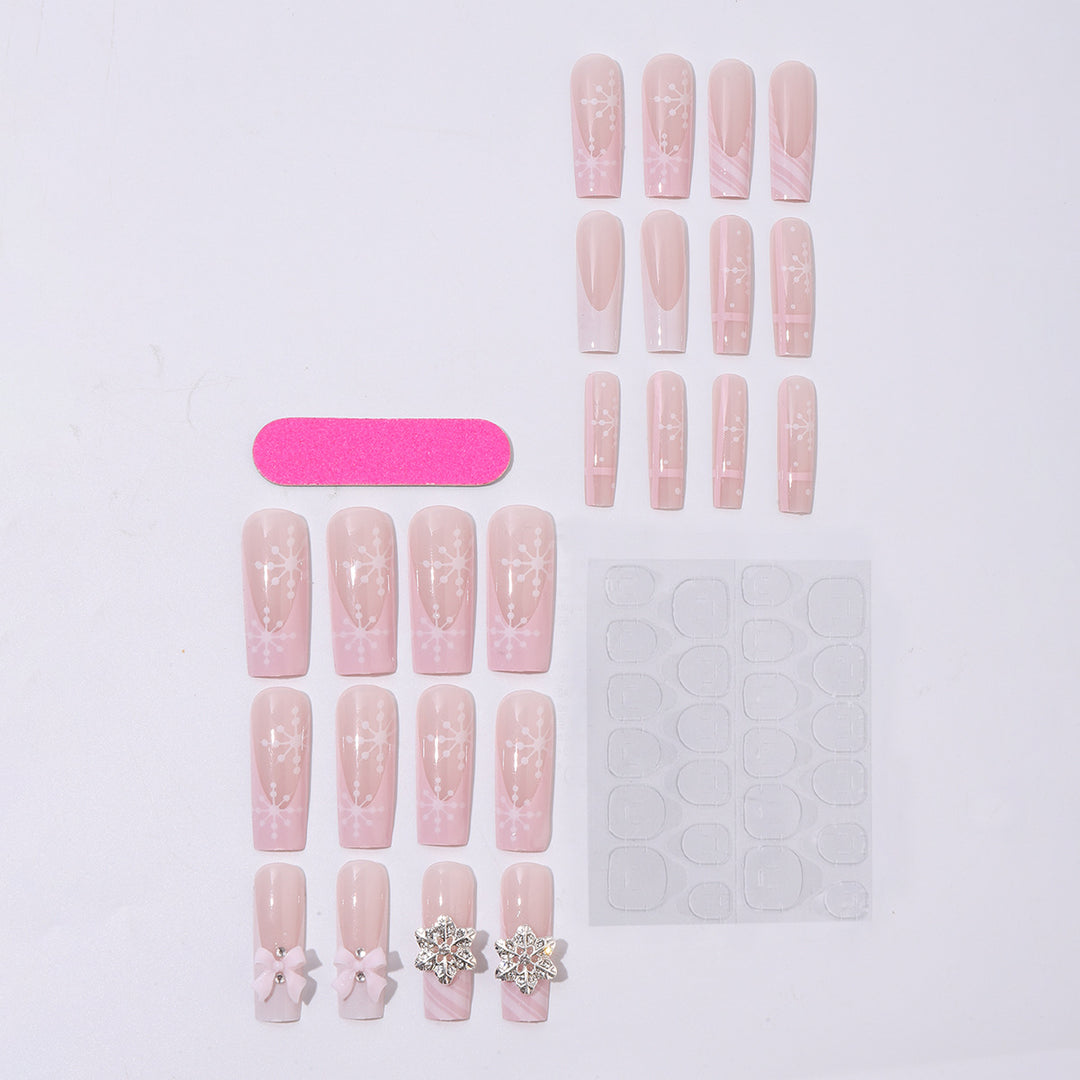 Creative Nail Art Set with Delicate Flower and Glitter Accents Kalsten