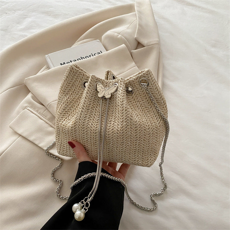 Elegant Woven Drawstring Mini Handbag Kalsten