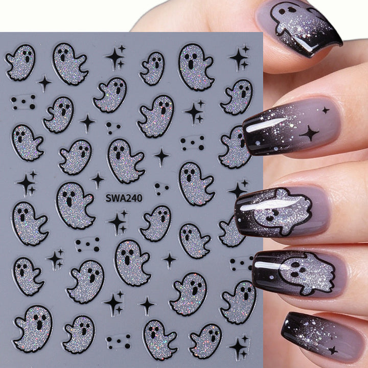 Halloween-Themed Ghost Nail Art Stickers