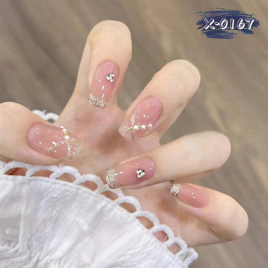 Elegant Rhinestone Decorated Nail Art