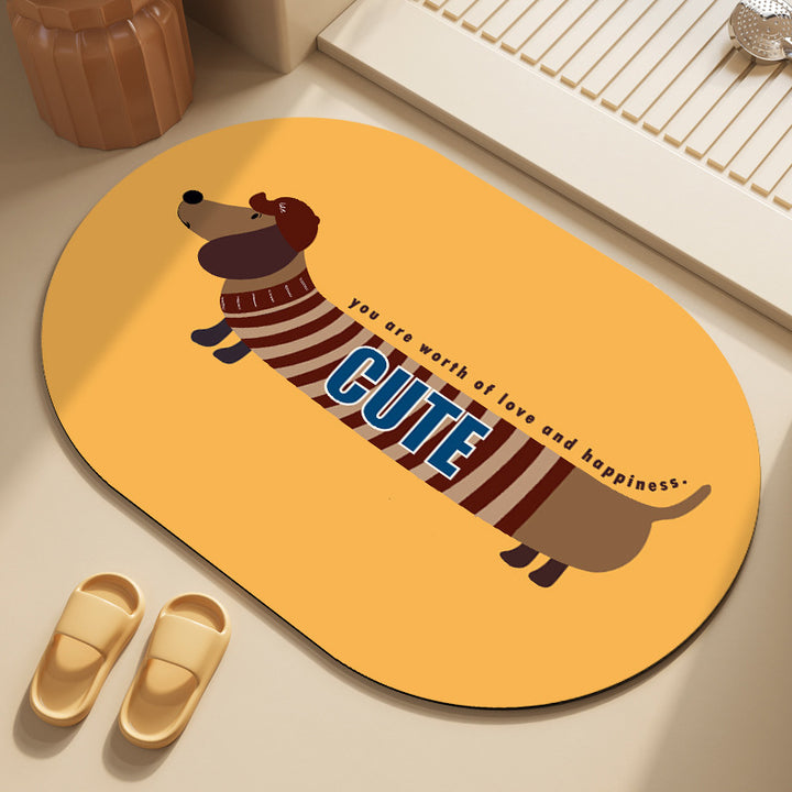 Playful Cartoon Dog-Themed Area Mat