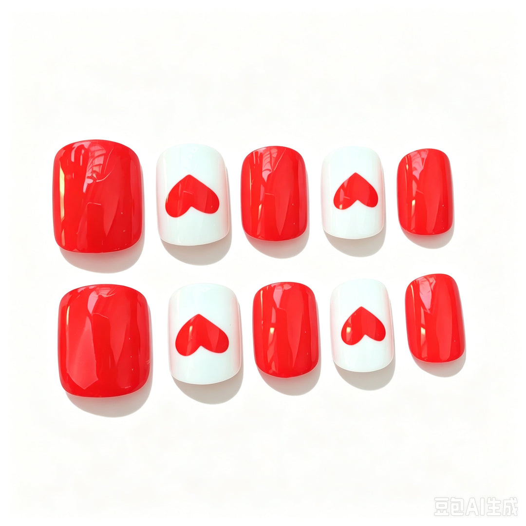 Heart-Themed Press-On Nail Set