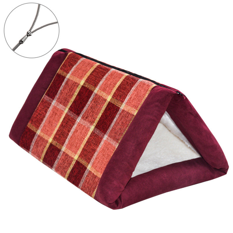 Cozy Triangular Pet Shelter Dog Bed