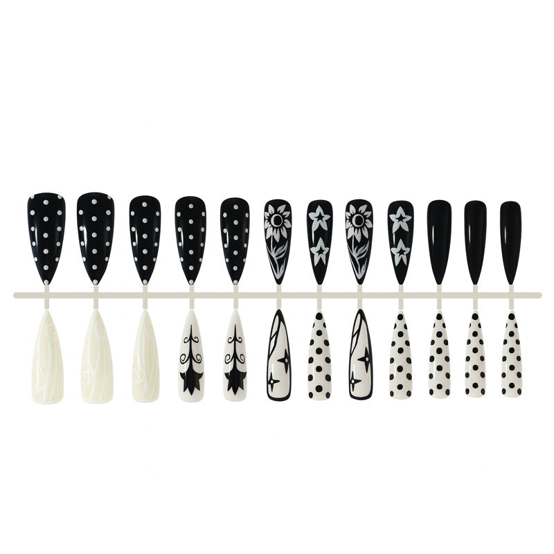 Acrylic Nail Set with Stylish Graphic Patterns Kalsten
