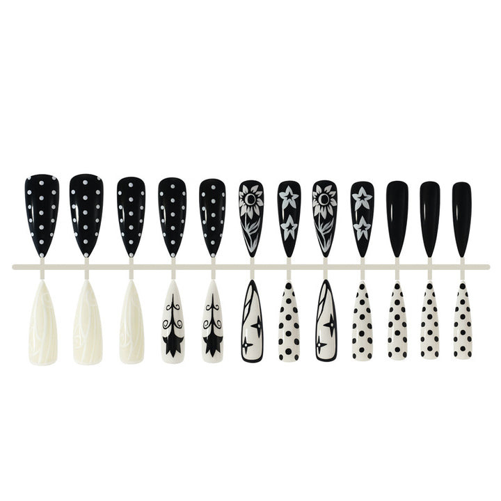 Acrylic Nail Set with Stylish Graphic Patterns Kalsten