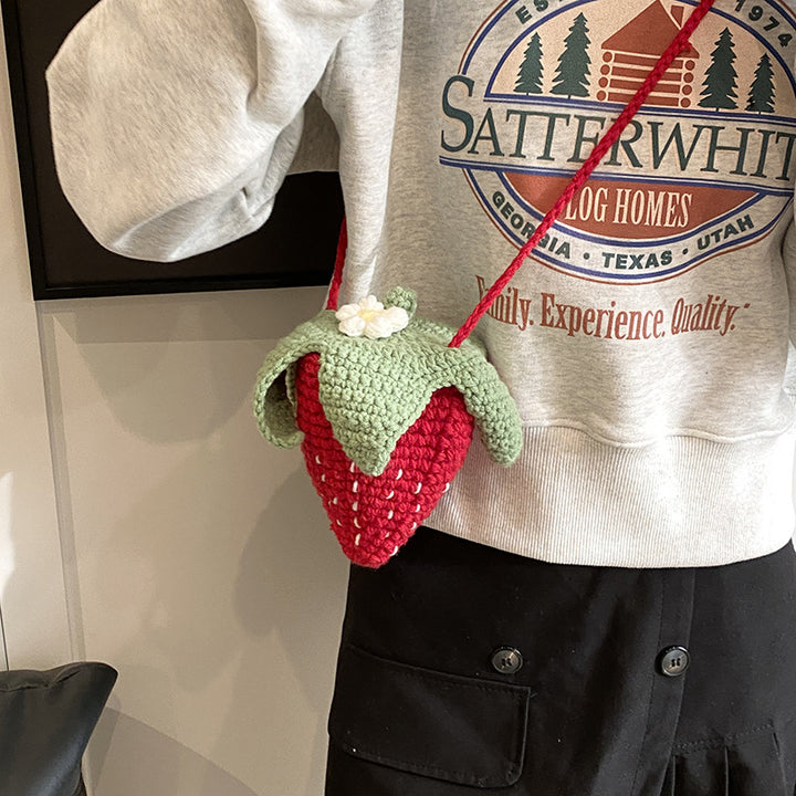 Fun Strawberry-Themed Crochet Mini Shoulder Bag