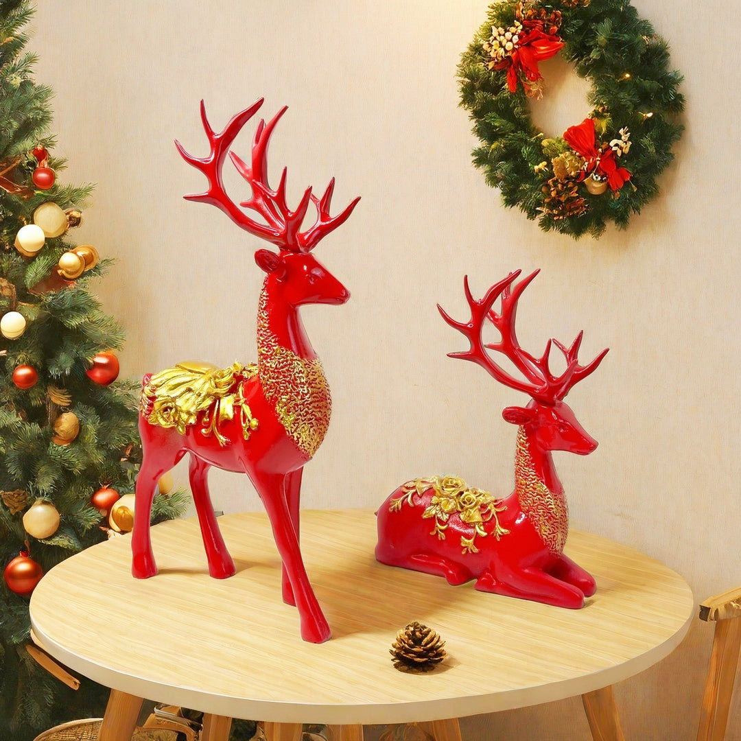 Artful decorative figure of a magnificent deer with floral details Kalsten