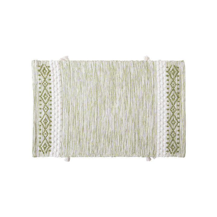 Handwoven runner with tassels and fine striped texture