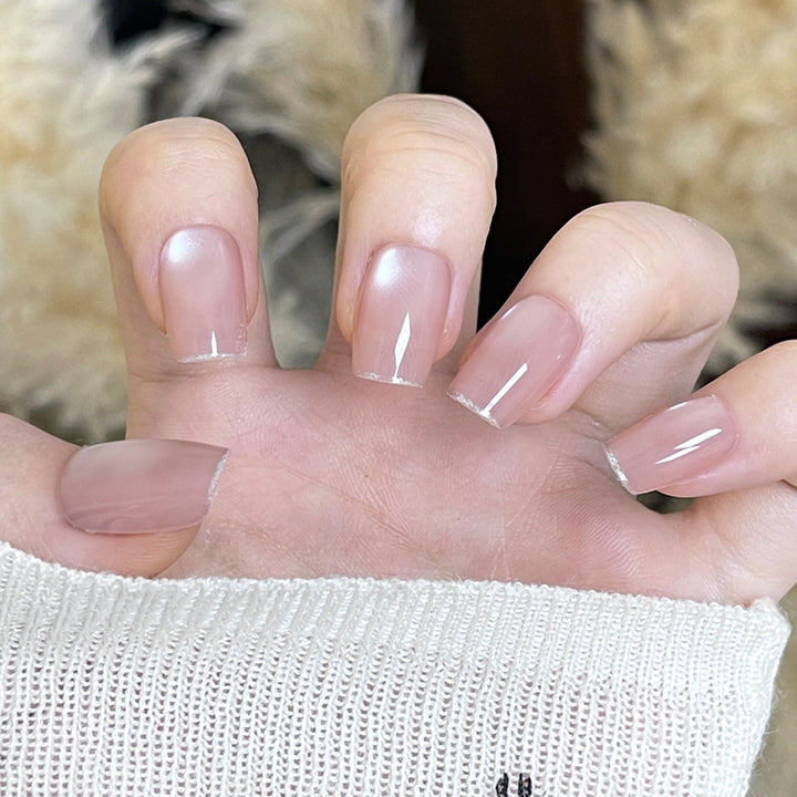 Elegant Natural Glossy Press-On Nail Set Kalsten