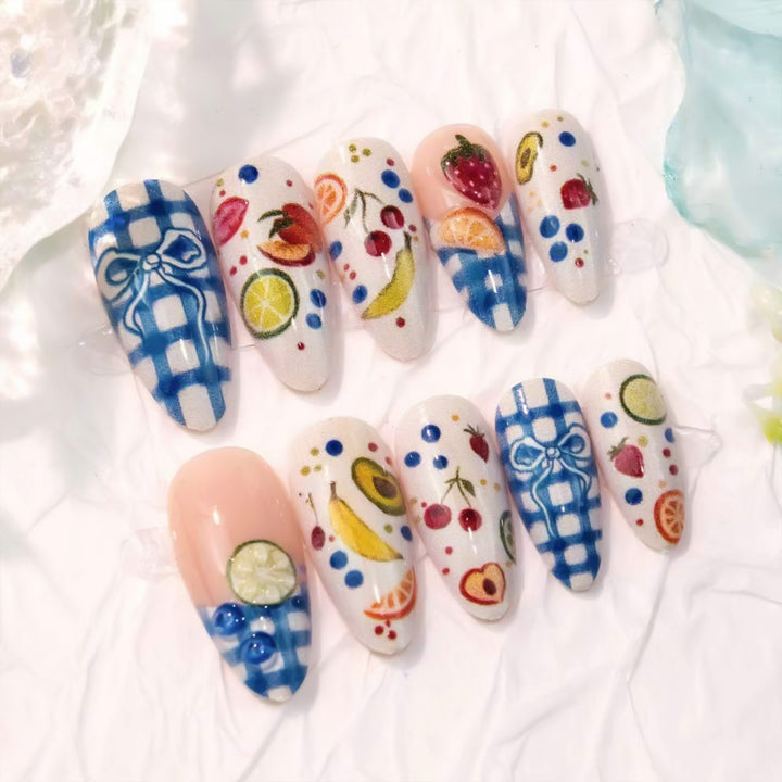 Decorative Fruit-Themed Press-On Nail Set