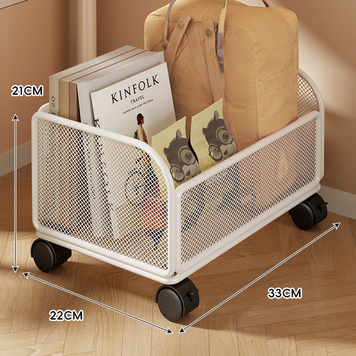 Mesh Rolling Storage Basket with Locking Swivel Casters and Ventilated Wire Frame