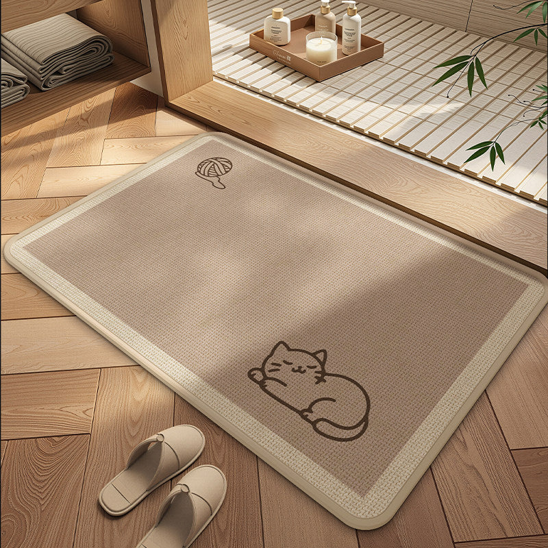 Decorative Cat-Themed Bathroom Mat for Home